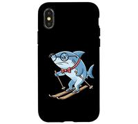Funny Nerd Shark On Skis With Glasses And Bow Tie Case for iPhone X/XS