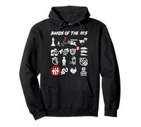 Funny Nerdy Iconic Pop Rock Bands of the 80s White Pullover Hoodie