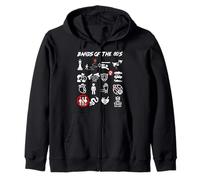 Funny Nerdy Iconic Pop Rock Bands of the 80s White Zip Hoodie