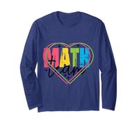 Funny Nerdy Math Team Hearts Teacher Black Text Long Sleeve T-Shirt