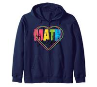 Funny Nerdy Math Team Hearts Teacher Black Text Zip Hoodie