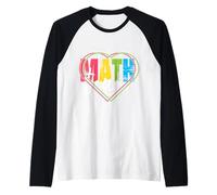 Funny Nerdy Math Team Hearts Teacher White Text Raglan Baseball Tee
