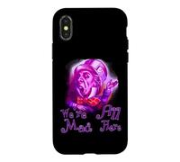 Funny Nerdy We're All Mad Here Cheshire Alice Book Nerd Case for iPhone X/XS