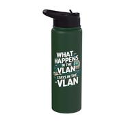 Funny Network Engineer What Happens in The VLAN Stainless Steel Insulated Water Bottle
