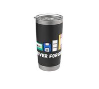 Funny Never Forget 1980s Cassette VHS Floppy Disk Retro tech Stainless Steel Insulated Tumbler