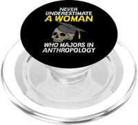Funny Never Underestimate An Anthropology Woman Meme Design PopSockets PopGrip for MagSafe