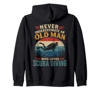 Funny Never Underestimate An Old Man Who Loves Scuba Diving Zip Hoodie