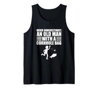 Funny Never Underestimate an Old Man with A Cornhole Bag Tank Top