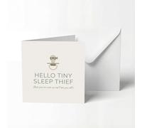 Funny New Baby Card for Boy or Girl - 'Tiny Sleep Thief' Pacifier Design. Cute Newborn Greeting. Congratulations Baby Girl Cards Newborn. Unisex Gift,13x13cm