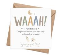 Funny New Baby Card with Envelope, Congratulations Card for New Mum and Dad, WAAAH Goodbye to Sleep Design for First-Time Parents, Baby Shower, Maternity Leave, Work Friend or Colleague