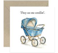 Funny New Baby Greeting Card - They See Me Strollin' New Baby Card for Parents - New Born Celebrations Baby Shower Card for Friends and Family | Blank Inside