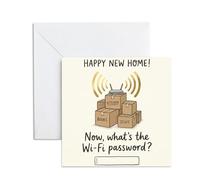 Funny New Home Card - Housewarming Joke about Wi-Fi Password - Humorous Moving In Gift for First Home Owners, Friends & Couples - Witty New House Keepsake & Congratulations