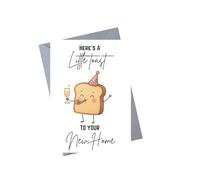 Funny New Home Toast Card Moving House Humour Congratulations Cute Bread Design Quirky Cheer Up Message - Blank Inside 5x7 with Envelope H11