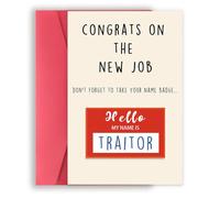 Funny New Job Card, Humour Congratulations on Your New Job Card with Envelope, Farewell Gifts for Coworkers Leaving Cards for Colleagues Women Men Sorry Your Leaving Cards Gifts
