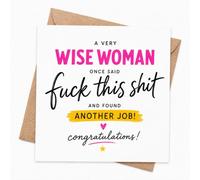 Funny New Job Card with Envelope, Rude Congratulations Card for Her, Cheeky Leaving Card for Work Bestie, Friend, Colleague or Coworker Starting New Job