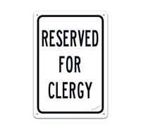 Funny New Warning Black Reserved Clergy Parking Large Printed with Professional Graphics-Easy to Mounts Metal Tin Outdoor&Indoor Safety Sign 8x6inch