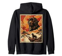Funny Newfoundland Dog Meme Cute Vintage Retro Japanese Art Zip Hoodie