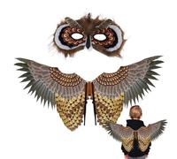 Funny Night Owl Masque Set - Wide-Span Wing Accessory, Breathable Bird-Themed Party Outfit, Durable Polyester Animal, Comfort-Fit Elastic Shoulder Straps | Holiday Performance Dance Event