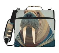 Funny Nile Walrus Ocean 3 Ringing 1.5 inch Binder with Extra Pockets with Shoulder Strap Multi-Pocket Portfolio Binder for Office School