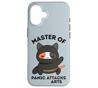 Funny Ninja Cat Master of Panic Attacks Art Anxiety Case for iPhone 16
