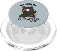 Funny Ninja Cat Master of Panic Attacks Art Anxiety PopSockets PopGrip for MagSafe