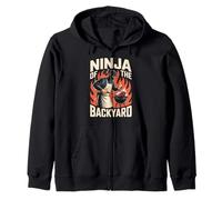 Funny Ninja Of The Backyard Saying BBQ Humor Grill Women Men Zip Hoodie