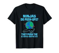 Funny Ninja Push Ups Earth Martial Arts Graphic T-Shirt