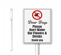 Funny No Dog Pee Sign, Dear Dogs, No Pee Here, Please We Are Flowers, Trying To Grow..Thank you!, Funny Dog Poop Yard Sign With Stake, 12x15cm Sturdy Aluminum Sign Rust Free Easy Install
