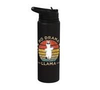 Funny No Drama Llama Alpaca Retro Vintage No Problama Gift Stainless Steel Insulated Water Bottle