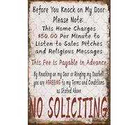 Funny No Soliciting Sign Vintage Don't Knock Metal Tin Sign Business Go Away Poster Knock On My Door Your Risks Plaque Plaque For House Front Door Yard Fence Humorous Gifts 8x6 Inches