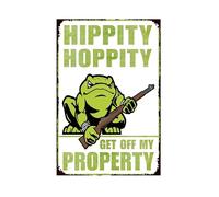 Funny No Trespassing Sign, Metal Warning Tin Signs, Hippity Hoppity Get Off My Property, Yard Sign Garage Farm Garden Wall Decor Sign Plaque Outdoor for Home Fence 8 X 12 Inches