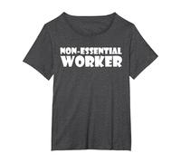 Funny Non Essential Employees T-Shirt, Women's Plus, Dark Heather Grey, 3X