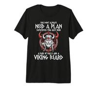 Funny Nordic Warrior Viking Beard Men's Viking Axes Premium T-Shirt