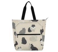 Funny Norwegian Safari Cat Cats Beige Cute Book Tote Bag for Boys Girls Adults Large School Beach Bag Shopping Bag with Zipper for School Shopping Beach Rainbow