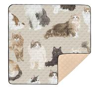 Funny Norwegian Safari Cats Beige Soft Padded Baby Playmat for Indoor Outdoor Waterproof Tummy Time & Crawling Mat for Newborns Babies Infants Toddlers, 50'' x 50''