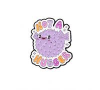 Funny “Not a Hugger” Pufferfish Pin Badge - Cute Pastel Animal Lapel Pin for Jackets, Backpacks, Bags and Hats - Humorous Introvert Gift
