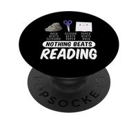 Funny Nothing Beats Reading Quote Rock Paper Scissors PopSockets Adhesive PopGrip