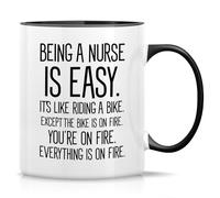 Funny Novelty Coffee Mug Being A Nurse is Easy It\U2018S Like Riding A Bike Funny Tea Cup Design Gifts for Men Women Friends Mom Dad Son Daughter. 11 Oz