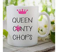 Funny Novelty Coffee Mug Ceramic Tea Cup Queen Cunty Chops Mug Funny Quote Mug Present for Her Girlfriend Friend Mug Valentines Day Present Office Mug