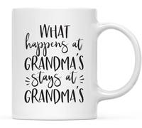 Funny Novelty Coffee Mug for Mom What Happens at Grandma's Stays at Grandma's Birthday for Grandmas\U200B 11 Oz
