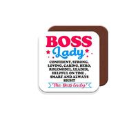 Funny Novelty Female Boss/Manager Coaster Work Gift - Boss Lady - Giftset - Made by MUGGZ in The UK