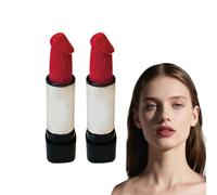 Funny Novelty Lipstick for Women - Naughty Valentine’s Day Lipstick - Hilarious White Elephant & Secret Santa Present for Adults, Bachelorette Party Favor with Bright Red Color, 4 g (2 Boxes)
