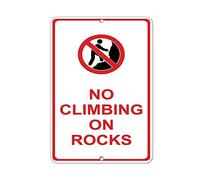 Funny Novelty Metal Sign Retro Wall Decor No Climbing On Rocks Signs Warning Sign Caution Safety Sign Traffic Road Sign Aluminum Outdoor Or Indoor Signs For Office Work Home 14x20cm