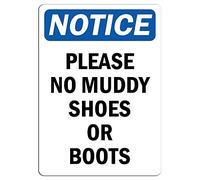 Funny Novelty Metal Sign Retro Wall Decor Notice Please No Muddy Shoes Or Boots Signs Warning Traffic Road Street Caution Sign Safety Sign Outdoor Or Indoor Signs For Office Work Home 20x30cm