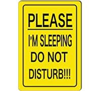 Funny Novelty Metal Sign Retro Wall Decor Please I'M Sleeping Do Not Disturb Signs Warning Sign Caution Aluminum Tin Sign Traffic Road Sign Safety Sign For Home Cafe Bar Indoor/Outdoor Use 14x20cm