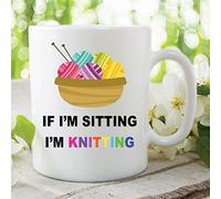 Peachy Antics Funny Novelty Mugs Sitting Knitting Grandma Nana Gifts Work Coffee Cup WSDMUG343, Ceramic, White