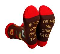 Funny Novelty Socks for Men Women, IF You CAN Read This Socks Unisex Cotton Calf with Grippers Non-Slip Birthday Present Christmas Birthday Gifts Without Gift Box Warm Mid Calf Sock Brown