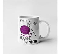 Funny Novelty Wool/Knitting Mug Gift - Hooker by Night (White)