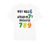 Funny Number Day Why was 6 Afraid of 7 Math Day Costume Kids T-Shirt, Men's Big and Tall, White, 3X Tall