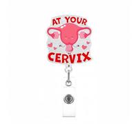 Funny Nurse Badge Reel, Cute Glitter Uterus Nursing Medical Badge Holder with Retractable Clip, Name Badge Holder for Nurse Doctor Gift
